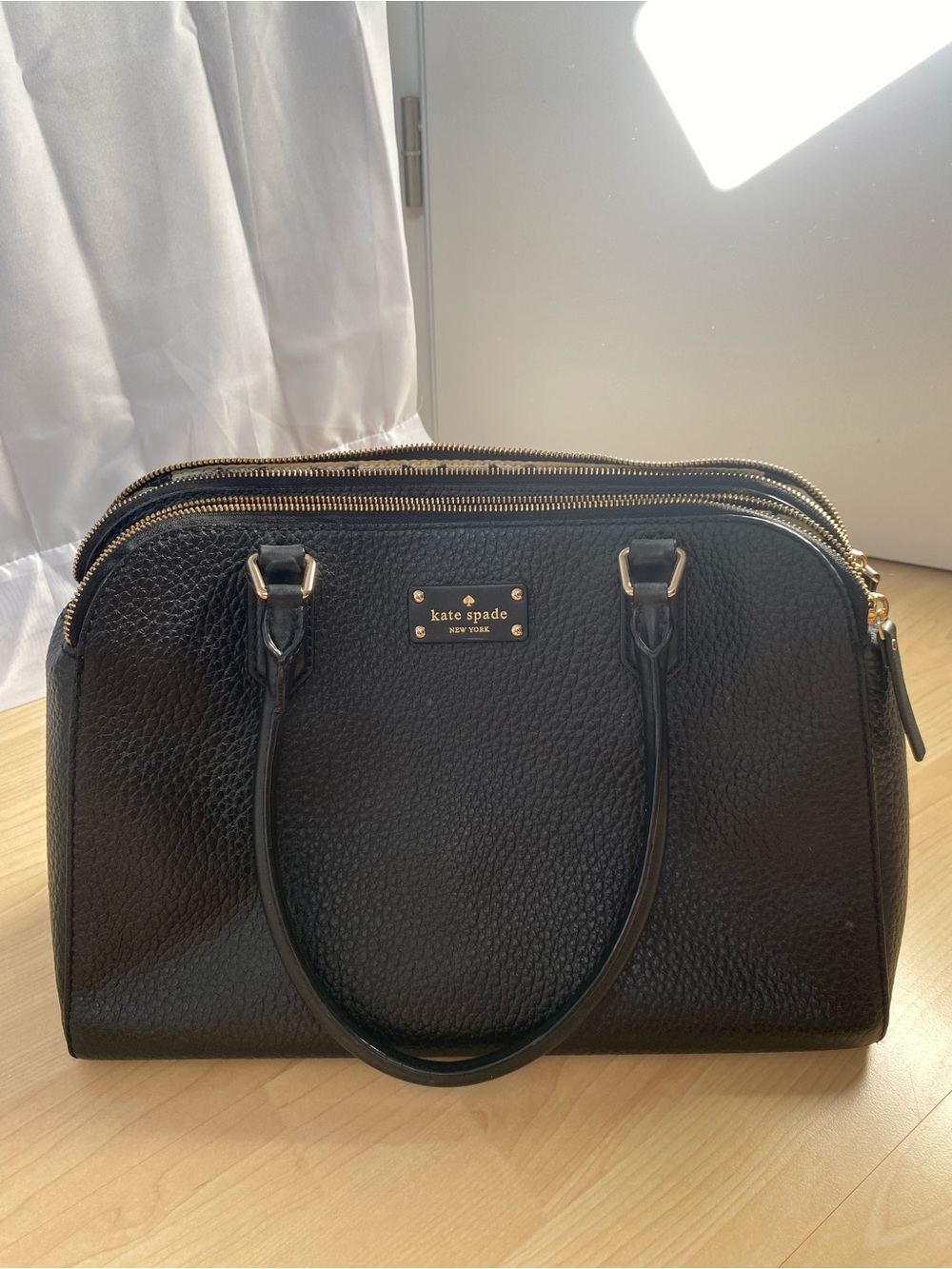 Kate Spade Grove Court Barton Pebbled Leather Large Brown Double Zip Laptop